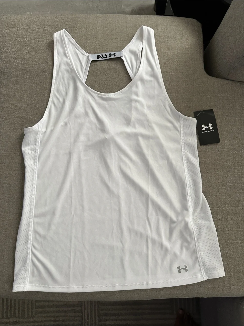 Under Armour White And Black Women's Mesh-Panel Racerback Tank - Picture 4 of 9